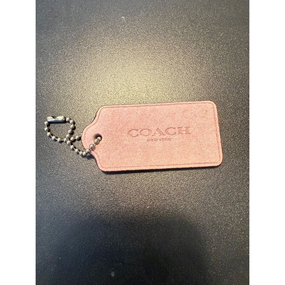 Coach pink suede and maroon hang tag